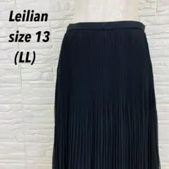 【美品】レリアン 高級シフォン ブラック プリーツロングスカート 13号 LL