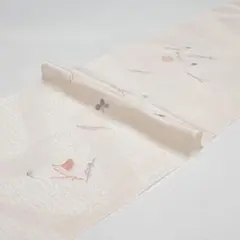 美品 金糸入り綴れ織名古屋帯 遠山 雲取 エ霞 パステル セミフォーマル