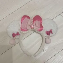 ミッキーマウス風カチューシャ ホワイト・ピンク