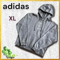 【アディダス】トレフォイルロゴ 刺繡 バックプリント 半端丈 フーディ パーカー