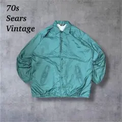 【g2425】Sears70sシアーズナイロンジャケットカバーオールグリーンXL