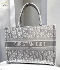 【極美品】DIOR ブックトート ミディアム オブリーク柄 グレー