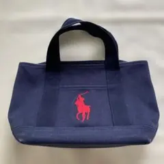 Ralph Lauren キャンバス　トートバッグ　　ロゴ刺繍　ネイビー