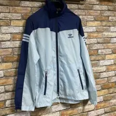 80's adidas ナイロンジャケット ライトブルー/ネイビー