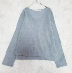 ルノンキュール ニット 長袖 Vネック リブ編み M グレー レイヤード