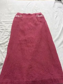 Lapislazuli ロングスカート 赤 コットンリネン M相当