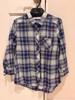 ライトオン　BACK NUMBER チェック柄シャツ　ブルー M