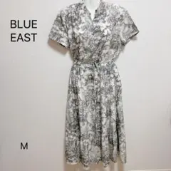 BLUEEAST アート　花柄　アソート柄　ワンピース　ブラウングレー　M