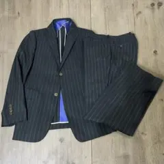 3ピース⭐︎JOHN PEARSE LONDON セットアップスーツ ネイビー M 美品♢ジョンピアース 3ピース スーツ A4 紺 ストライプ 形状安定