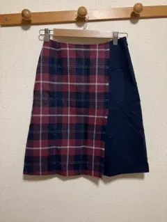 Yorkland ヨークランド スカート タータンチェック 台形 ウール 7AR