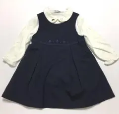 ファミリア　90cm フォーマルワンピース　ブラウス　ネイビー