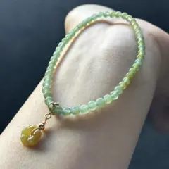 天然本翡翠 A貨 高氷種 藍水×黄翡翠 蜜色梅の花チャーム ブレスレット 