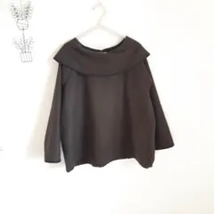 ハンドメイド☆[Lくらい]暖かいウール両面起毛丸襟プルオーバー　前後着用可能