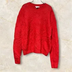 H&M ハート模様 レッドニットセーター 【サイズXS】赤
