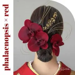 【メルカリ便】ヘッドドレス❤︎金箔付×水引×胡蝶蘭レッド②　成人式髪飾り和装卒業式