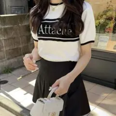 GRL 配色ロゴニットトップス　an1547 アイボリー