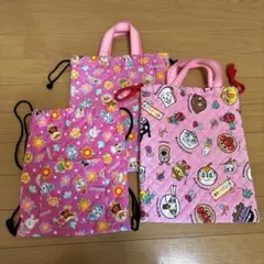 アンパンマン柄キルティングバッグ3点セット