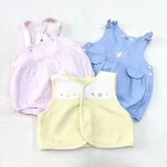 【ファミリア】ロンパース ベスト セット 女の子 刺繍 ピンク まとめ だるま