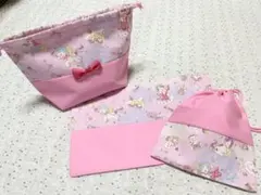 ユニコーン入園入学３点セットピンクマット(20×30)お弁当袋給食セット女の子