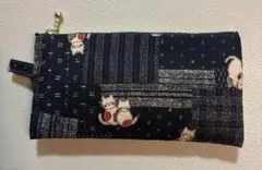 ハンドメイド　ペンケース　メガネケース　猫　和柄