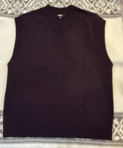 UNIQLO ウール100% ワインVネック ベスト L