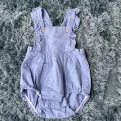 H&M ベビー　薄い青 フリル付きオーバーオール