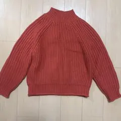 GU オレンジレッド リブ編み ニットセーターオレンジレッド？