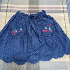 メゾピアノ　デニムスカート チェリー刺繍ポケット