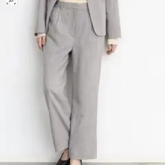 新品　THE SHOP TK シャークスキンストレートワイドパンツ　グレー