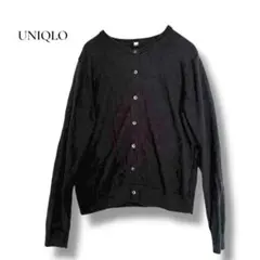 UNIQLO クルーネックカーディガン M ブラック 長袖 レーヨン混 羽織のサムネイル