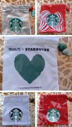 ☆未使用☆スタバ*ミニ巾着*5枚セットa*Starbucks*巾着のみ