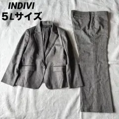 INDIVI インディヴィ セットアップ パンツスーツ グレー ５L 日本製のサムネイル