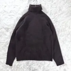 タケオキクチ　ニット　ブラウン　ウール100% ライン使い　カジュアル　防寒　冬