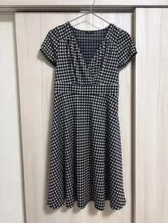 COMME CA ISM ワンピース　紺ベージュ　Mサイズ　カシュクール