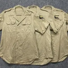 【US ARMY】ミリタリーシャツ 半袖 ベージュ ワッペン付き 3枚セットのサムネイル