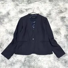 【ユナイテッドアローズ】ノーカラージャケット ネイビー L ビジネス【極美品】