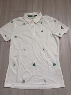 adidas golfレディース　プレイグリーンポロシャツ白