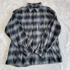 【ユニクロ】UNIQLO ネルシャツ オンブレチェック シャドーチェック ブルー