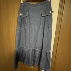 デニムフロントポケットロングスカート