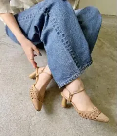 LE TALON 6cm クロシェレースアンクルパンプス