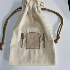 パンの刺繍が可愛い小さな巾着袋