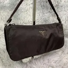 極美品 PRADA プラダ アクセサリーポーチ ハンドバッグ 三角ロゴ ポコノ