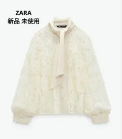 ZARA 結びディテール付き レースシャツ