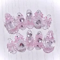 No.583　ネイルチップ 現品 量産型 地雷系 サブカル 平成女児 猫 ピンク