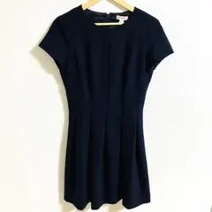 美品⭐︎【Brooks Brothers】半袖ワンピース フレア ネイビー M相当