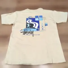 90s OLD STUSSY 紺タグ USA製 サーフマン T　M ベージュ