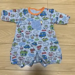 ベビー ロンパース 車と雲のプリント 長袖