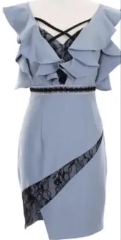 Robe de Fleurs Glossy ライトブルー ドレス