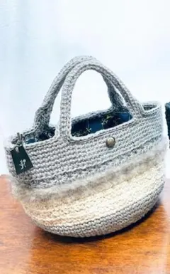 麻紐ファーバッグ、麻ひもハンドメイドバッグ、ファーバッグ、ハンドメイドバッグ