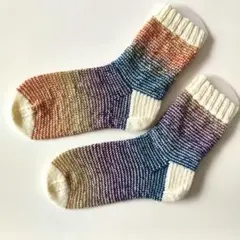 手編み靴下（ジョグレスストライプ）